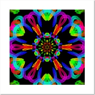 Neon Rainbow - Wobble Flower Posters and Art